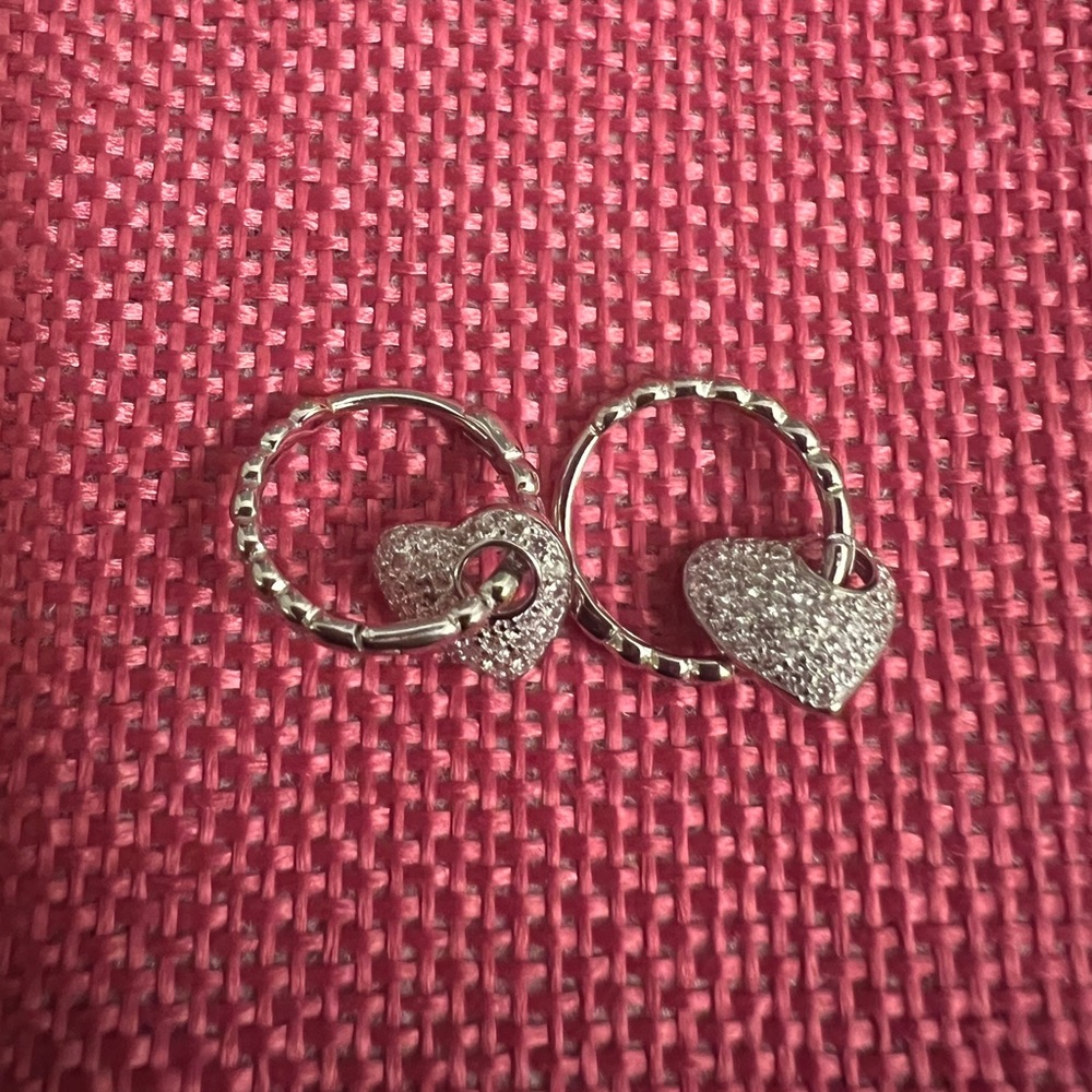 Real Solid 925 Silver Earrings Circle Hoop Jewelery For Women Heart Round
